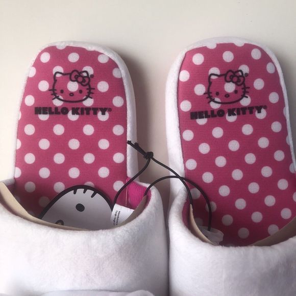 Hello kitty White With Bow Slip On Slippers Medium Size 6-7 - Picture 6 of 8